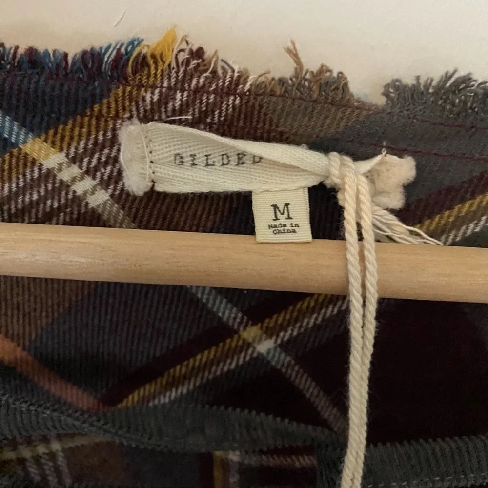 Gilded Intent Plaid Distressed Button Up Crisscross Flannel - Picture 6 of 8